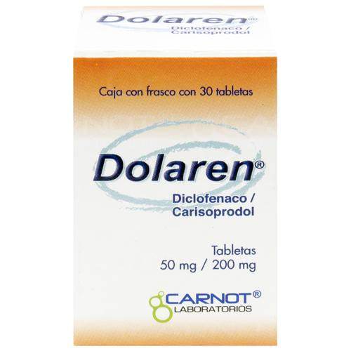 Dolaren 50Mg/200Mg Con 30 Tabletas (Diclofenaco/Carisoprodol) 7501070900380