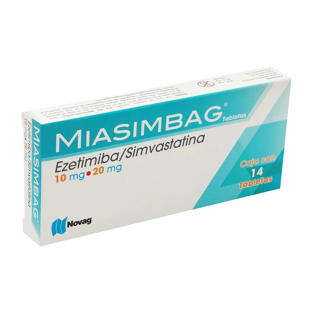 Ezetimiba / Simvastatina 10 / 20 Mg Con 14 Tabletas Miasimbag 7501075723182
