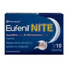 Eufenil Nite 200/25Mg Con 10 Capsulas (Ibuprofeno/Difenhidramina) 7501130712625