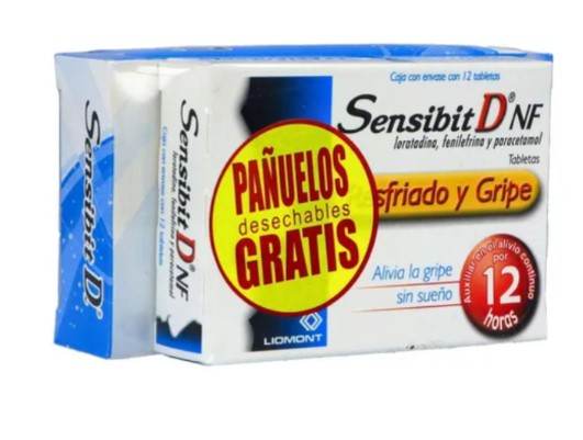 Sensibit D Nf Con 12 + Pañuelos Tabletas (Loratadina/Fenilefrina/Paracetamol) 7501299368152