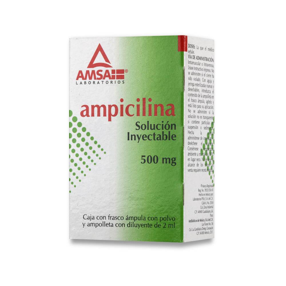 Ampicilina Frasco 500Mg Con 1 Amsa Ampulas 7501349021051