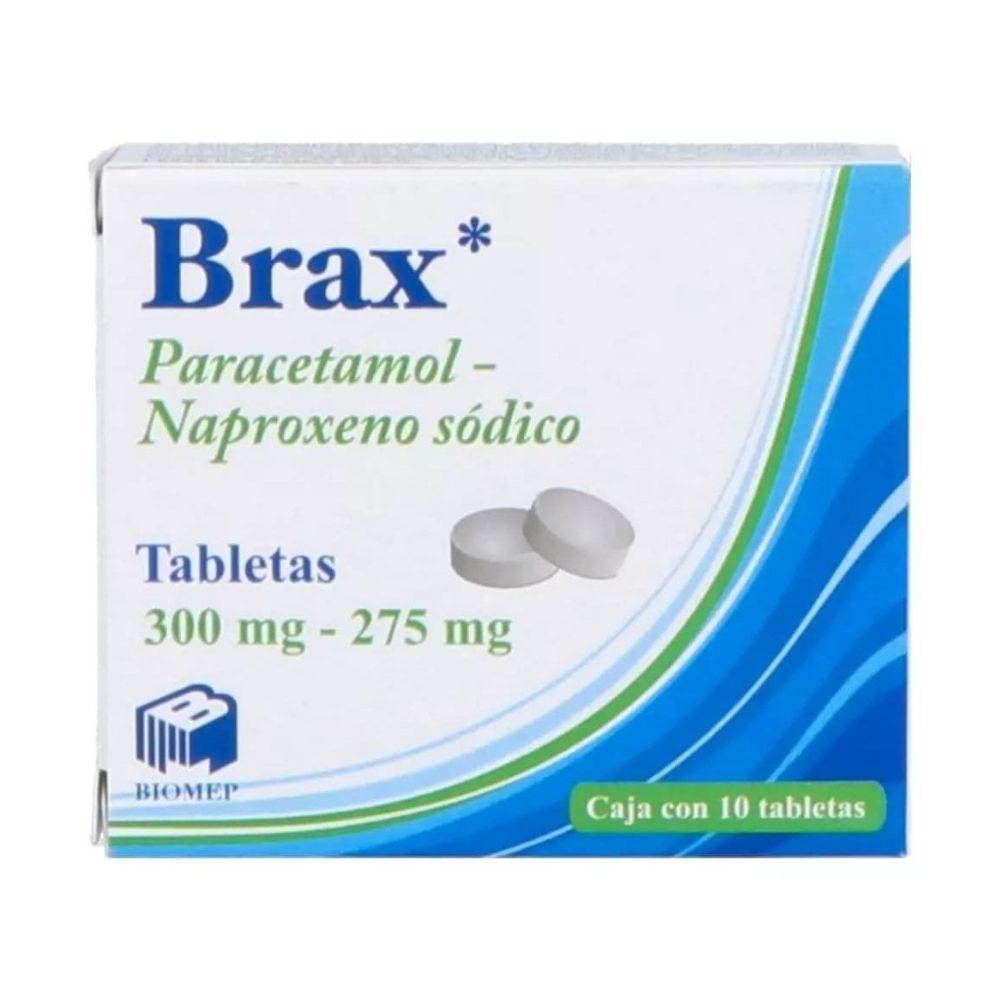 Brax 300Mg/275Mg Con 10) Tabletas (Paracetamol/Naproxeno Sodico) 7501573900177