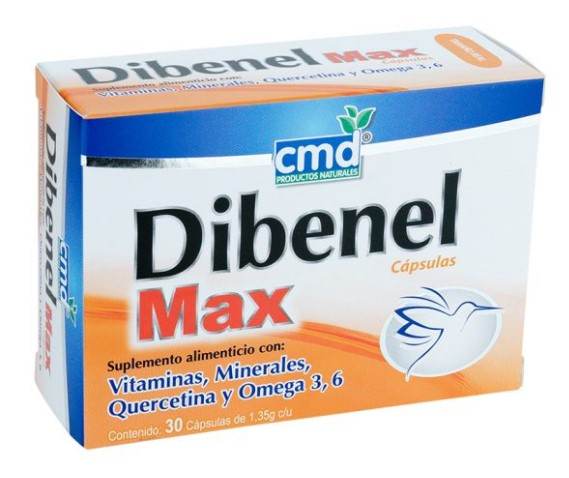 Dibenel Max 1.35G Con 30 Capsulas (Vitaminas/Minerales/Quercetina/Omega 3/6) 7501590282829