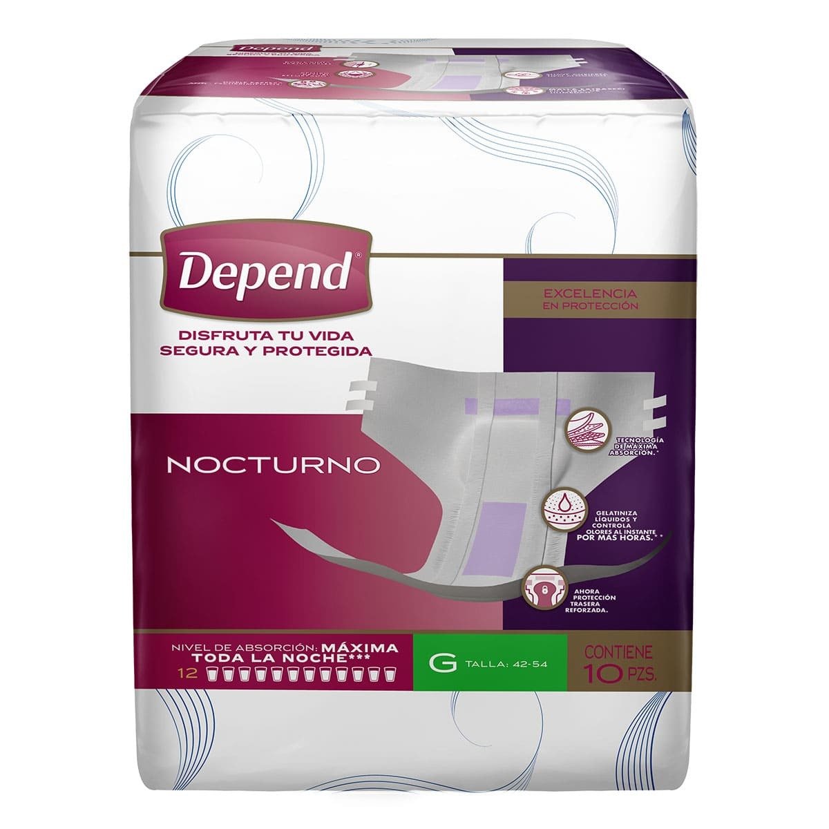 Pañal Depend Nocturno Grande 10+2 7501943453760