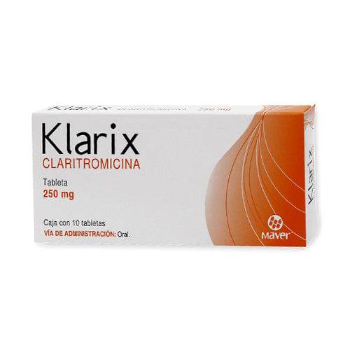 Klarix 250Mg Con 10 Tabletas (Claritromicina) 7502009740442