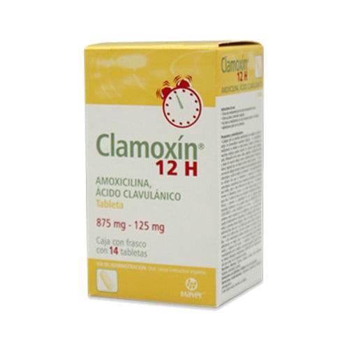 Clamoxin 12H 875Mg/125Mg Con 14 Tabletas (Amoxicilina/Ac Clavulanico) 7502009746055
