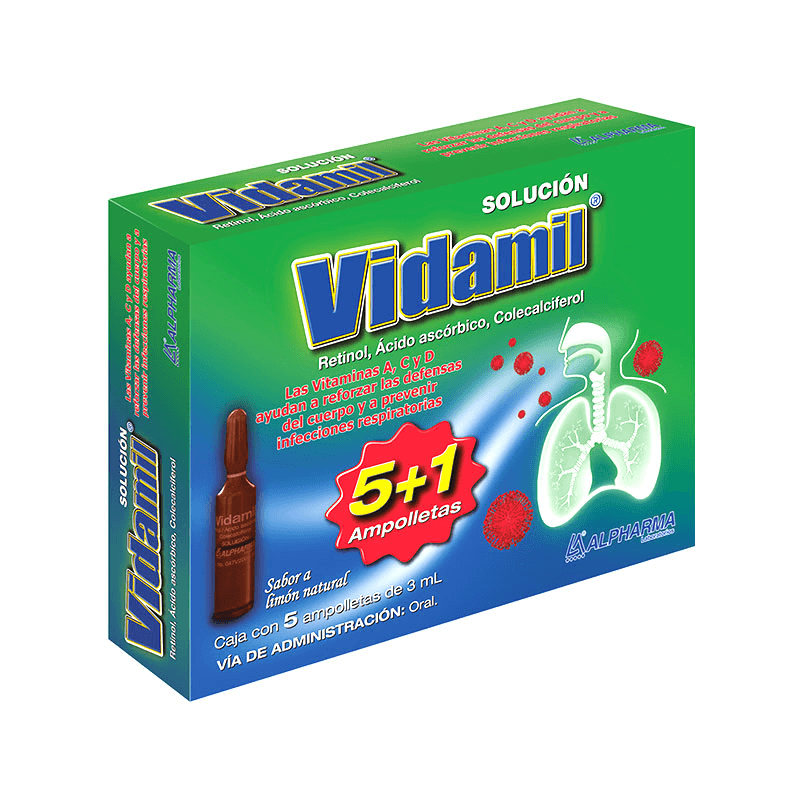 Vidamil Limon 3 Ml 5 Ampulas Oral Suplemento Alimenticio 7502226290041