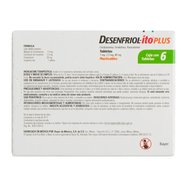 Desenfriol Ito Plus 1 / 2.5 / 80 Mg Con 6 Tabletas 7502276040627