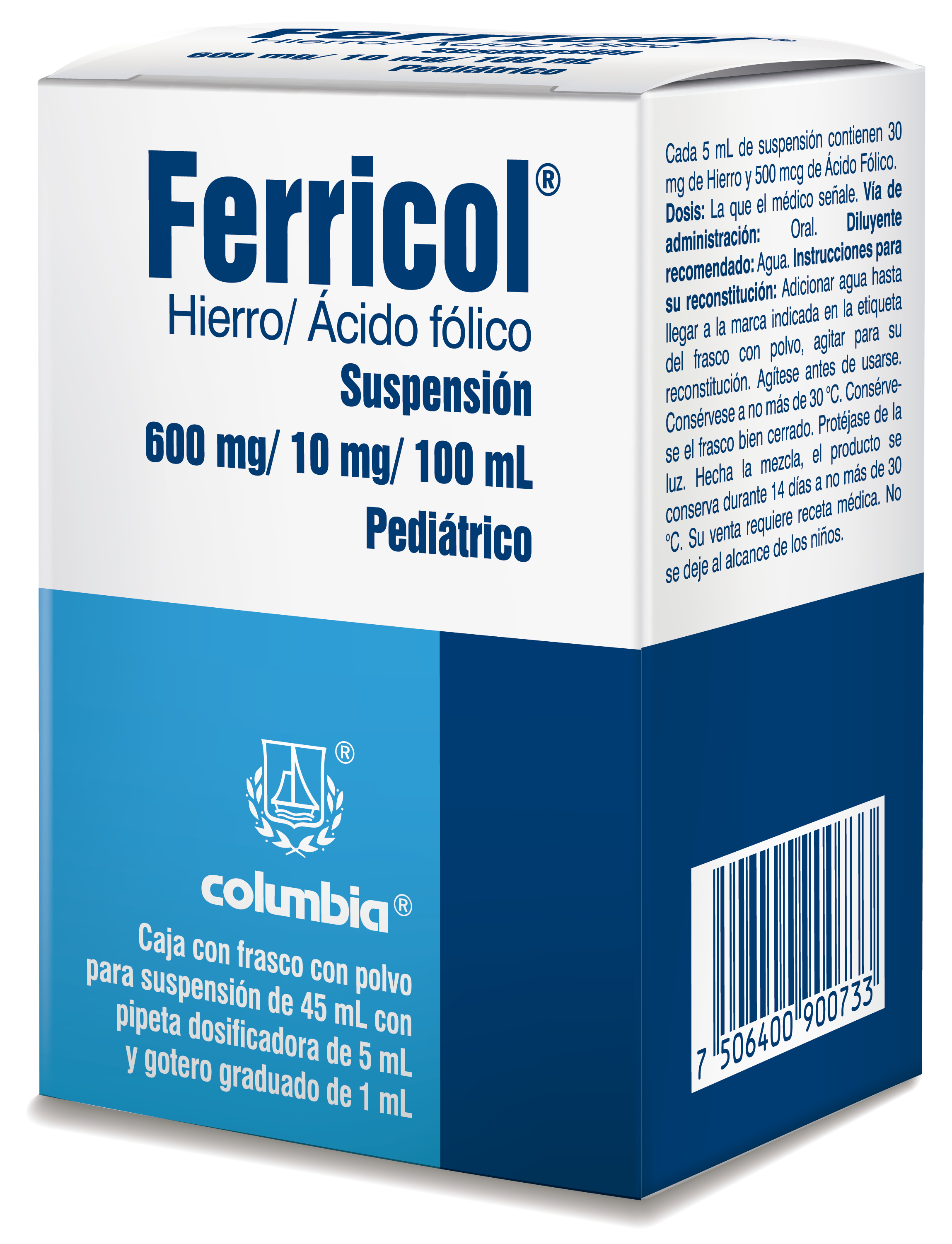 Ferricol Pediátrico 600 / 10 Mg 45 Ml Suspensión 7506400900733