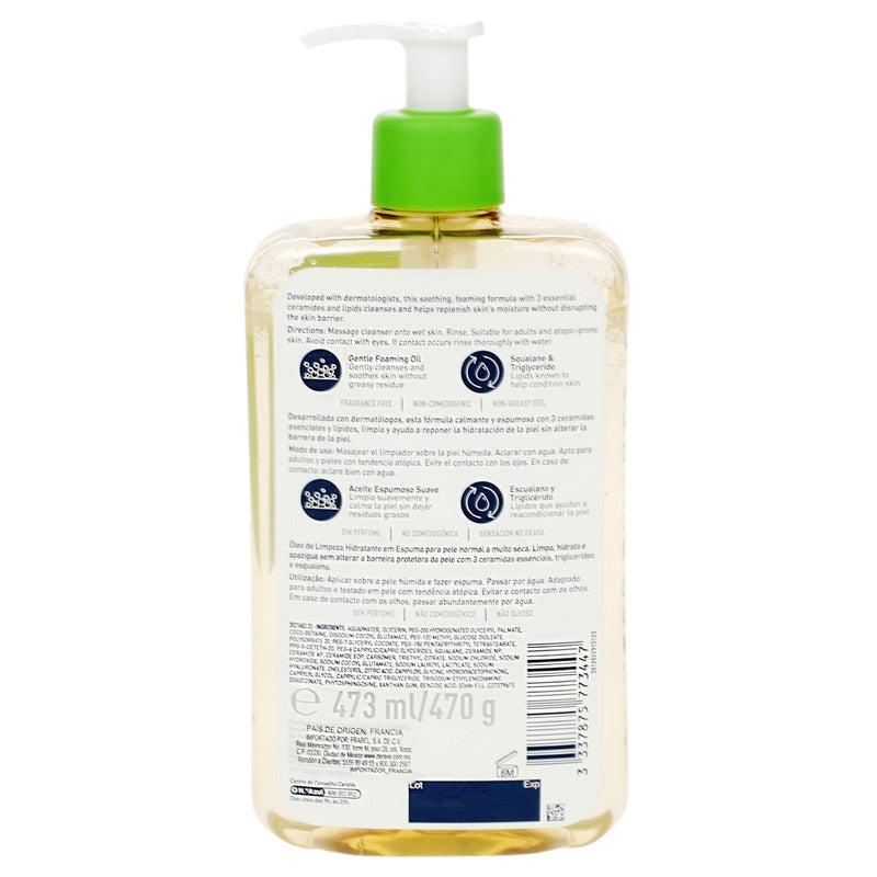 Aceite Limpiador Cerave Espumoso Hidratante 473 Ml 3337875773447