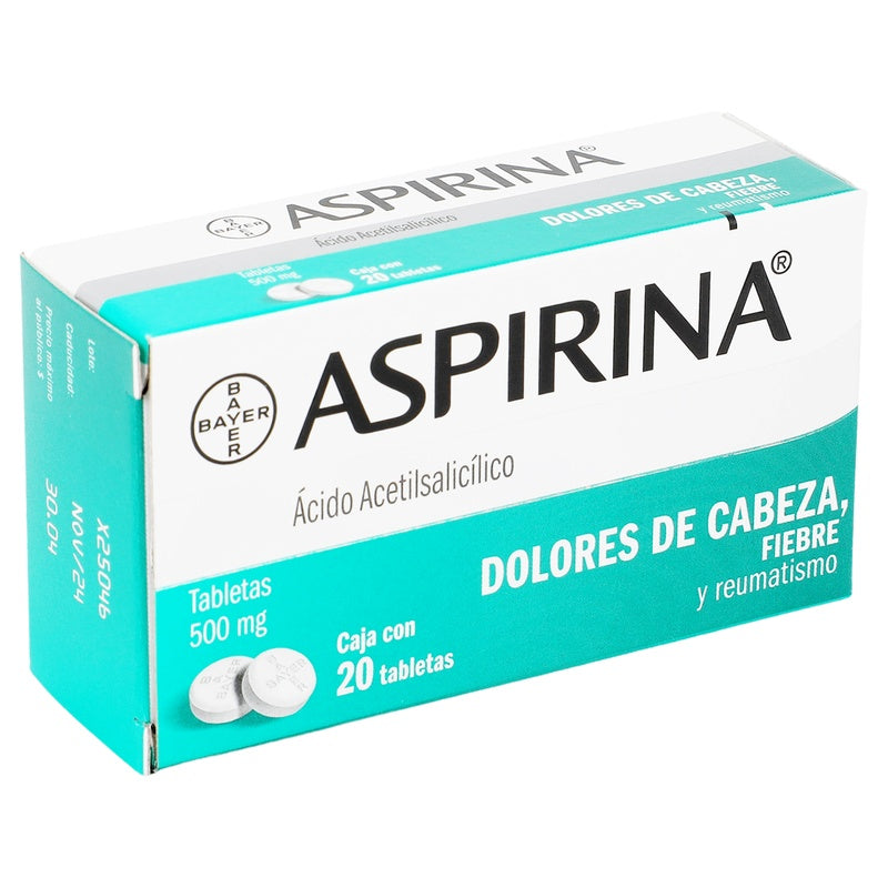 Aspirina 500 Mg Con 20 Tabletas 7501008499047