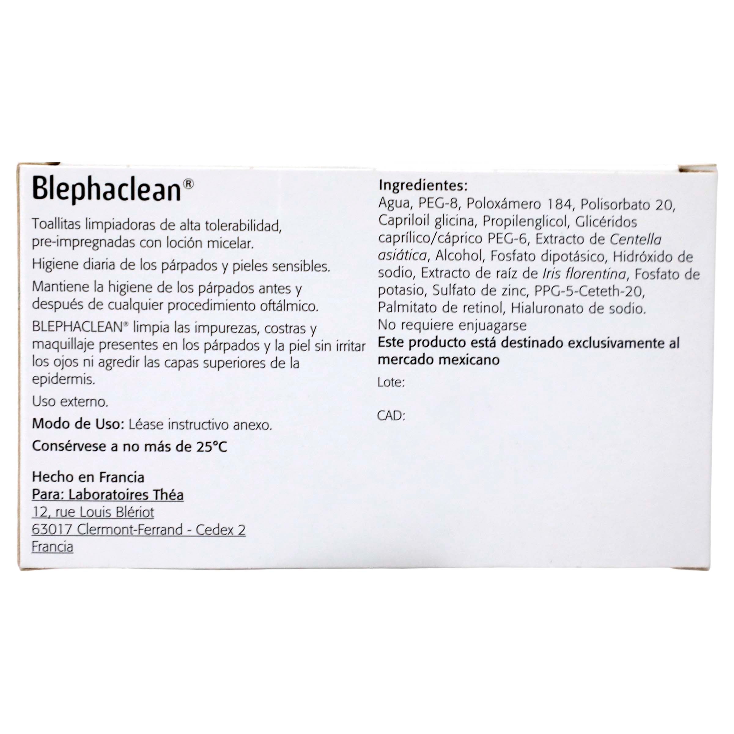 Blephaclean Toallitas Lim Esteril 30 Piezas 3662042007194 reverso