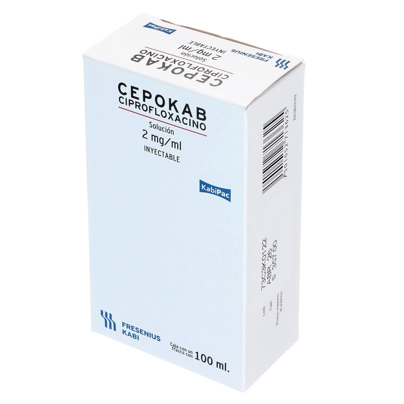 Cepokab (Ciprofloxacino) Solucion Inyectable 2 Mg/100 Ml 7501052713625