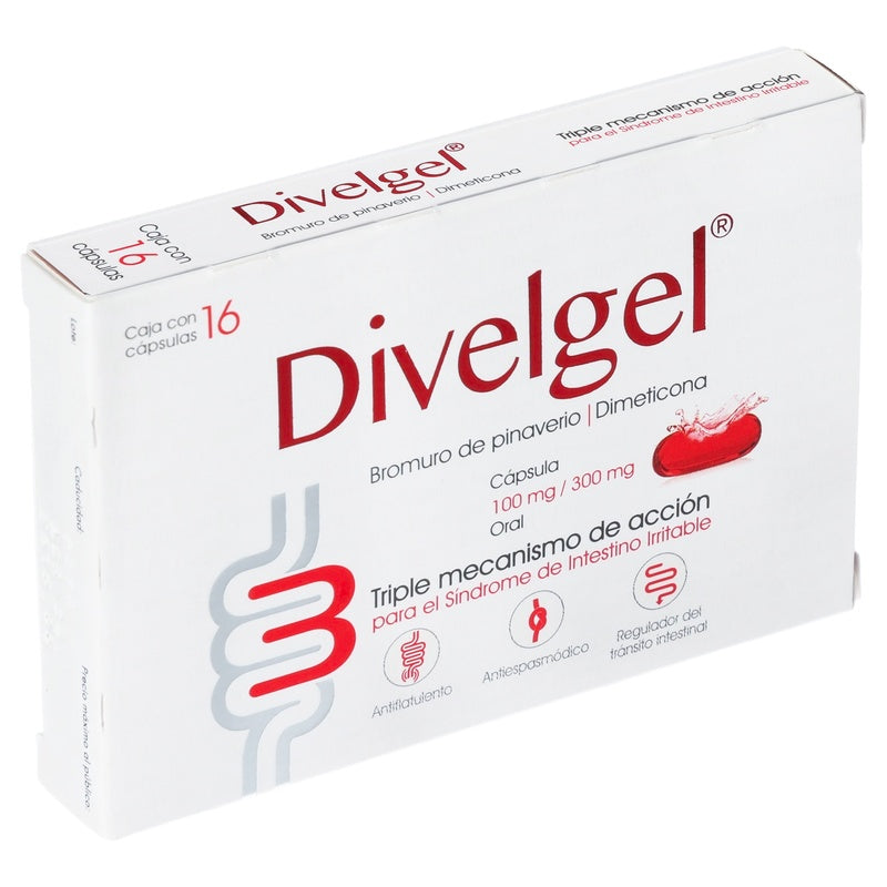 Divelgel (Bromuro De Pinaverio/Dimeticona 100/300 Con 16 Capsulas 7503027446248