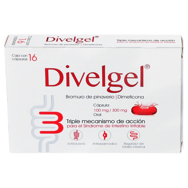 Divelgel (Bromuro De Pinaverio/Dimeticona 100/300 Con 16 Capsulas 7503027446248