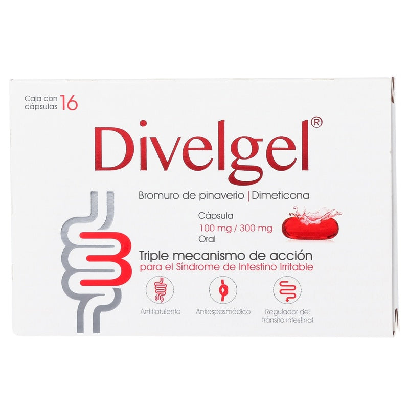 Divelgel (Bromuro De Pinaverio/Dimeticona 100/300 Con 16 Capsulas 7503027446248