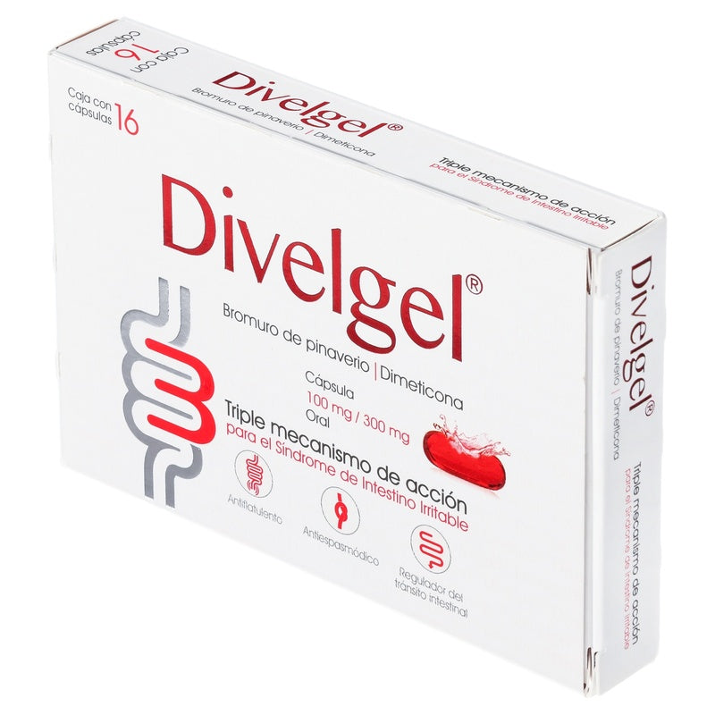 Divelgel (Bromuro De Pinaverio/Dimeticona 100/300 Con 16 Capsulas 7503027446248