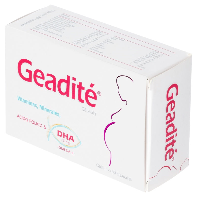 Geadité Acido Folico Y Dha Vitaminas Y Minerales Con 30 Capsulas 7503008344907