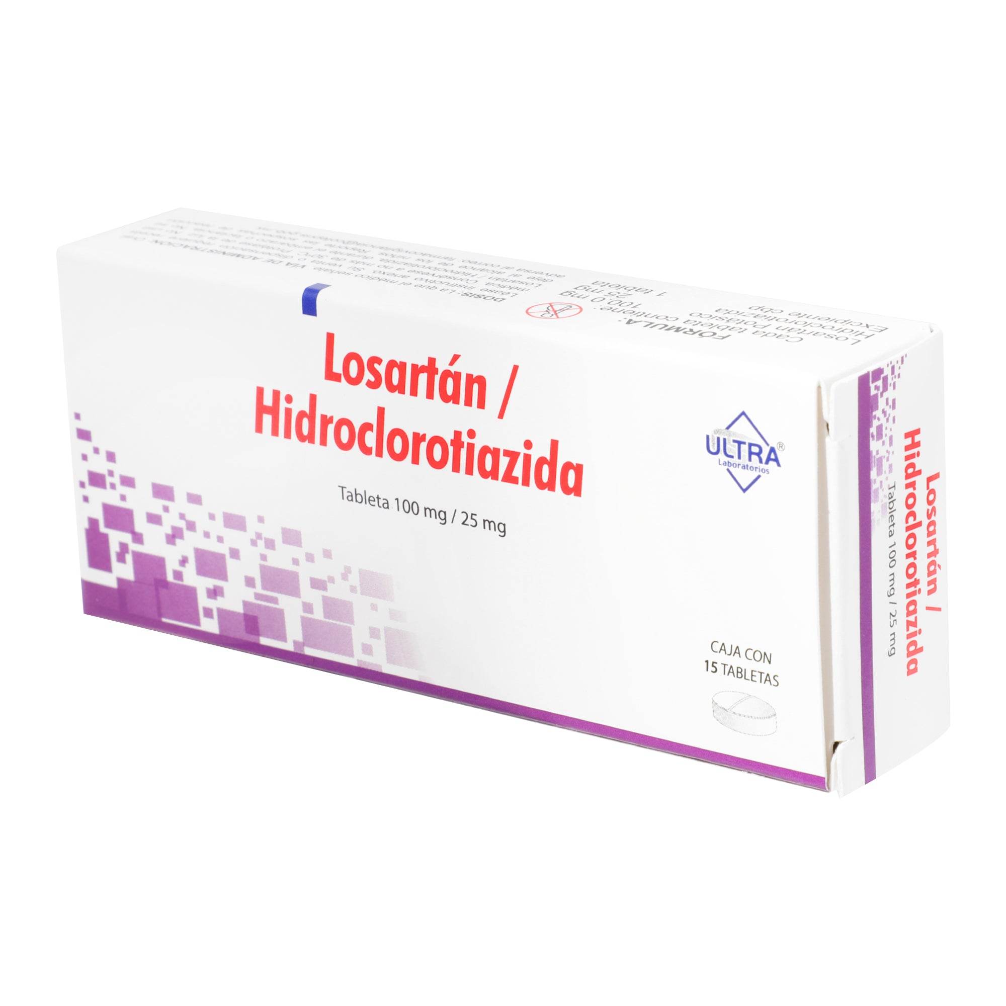 Losartan/Hidroclorotiazida 100Mg/25Mg Con 15 Ultra Tabletas 7502216796119
