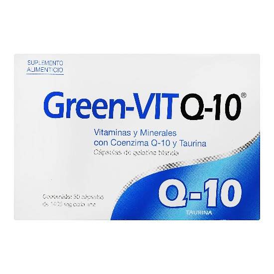 Green-Vit Q10 1400Mg Con 10 Capsulas (Vitaminas/Minerales/Q10/Taurina) 7503008344631