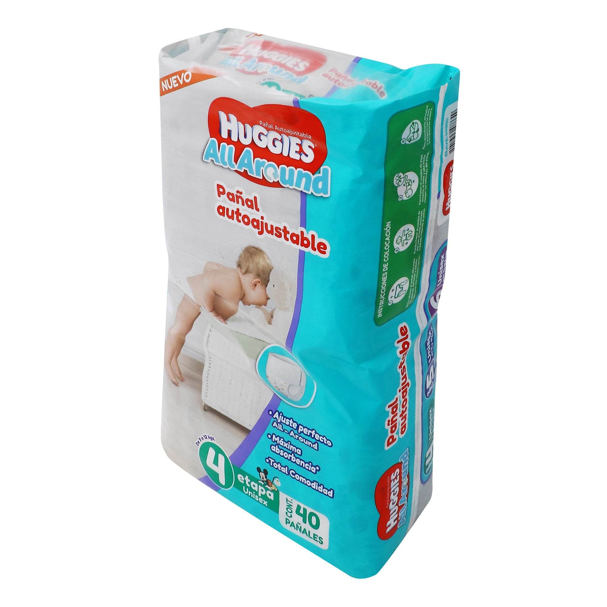 Pañal Huggies All-Around Etapa 4 Con 40 7501943488649