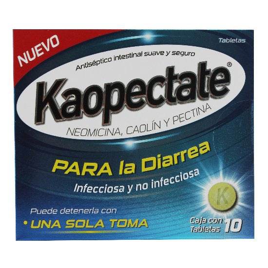 Kaopectate 129Mg/280Mg/30Mg Con 10 Tabletas (Neomicina/Caolin/Pectina) 650240036187