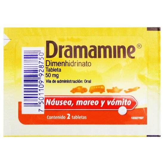 Dramamine 50Mg Con 2 Tabletas (Dimenhidrinato) 7501109928750