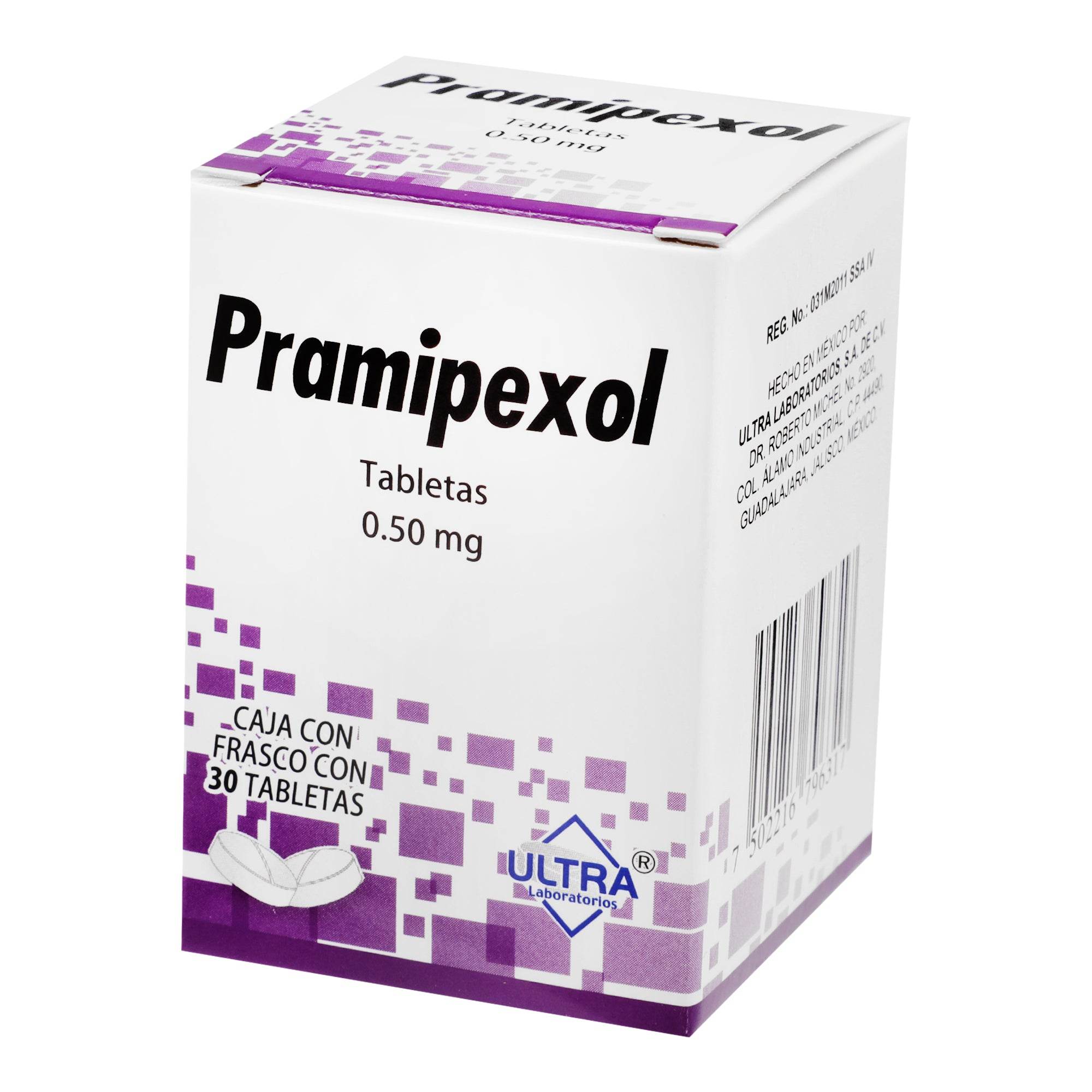 Pramipexol 0.5Mg Con 30 Ultra Tabletas 7502216796317