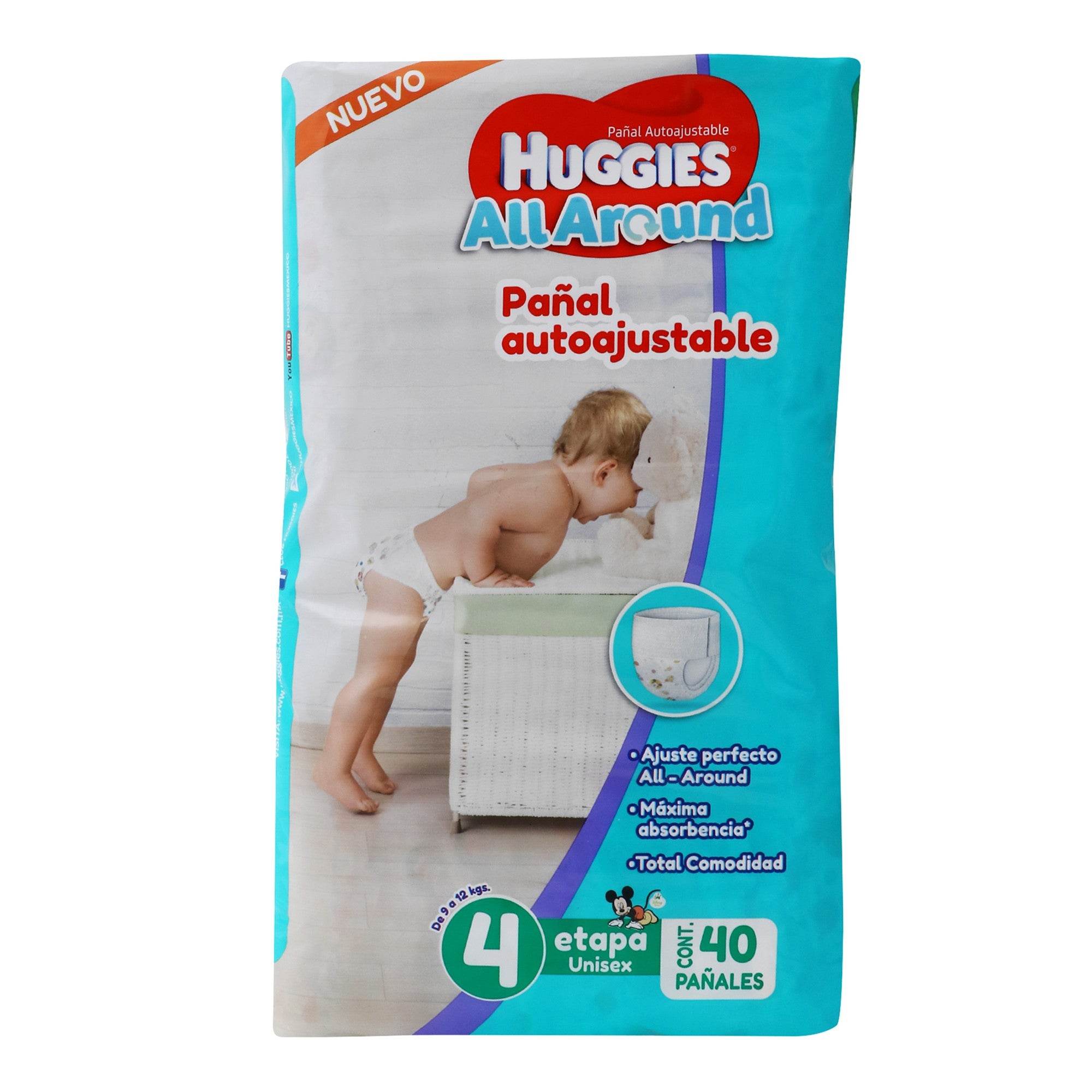 Pañal Huggies All-Around Etapa 4 Con 40 7501943488649
