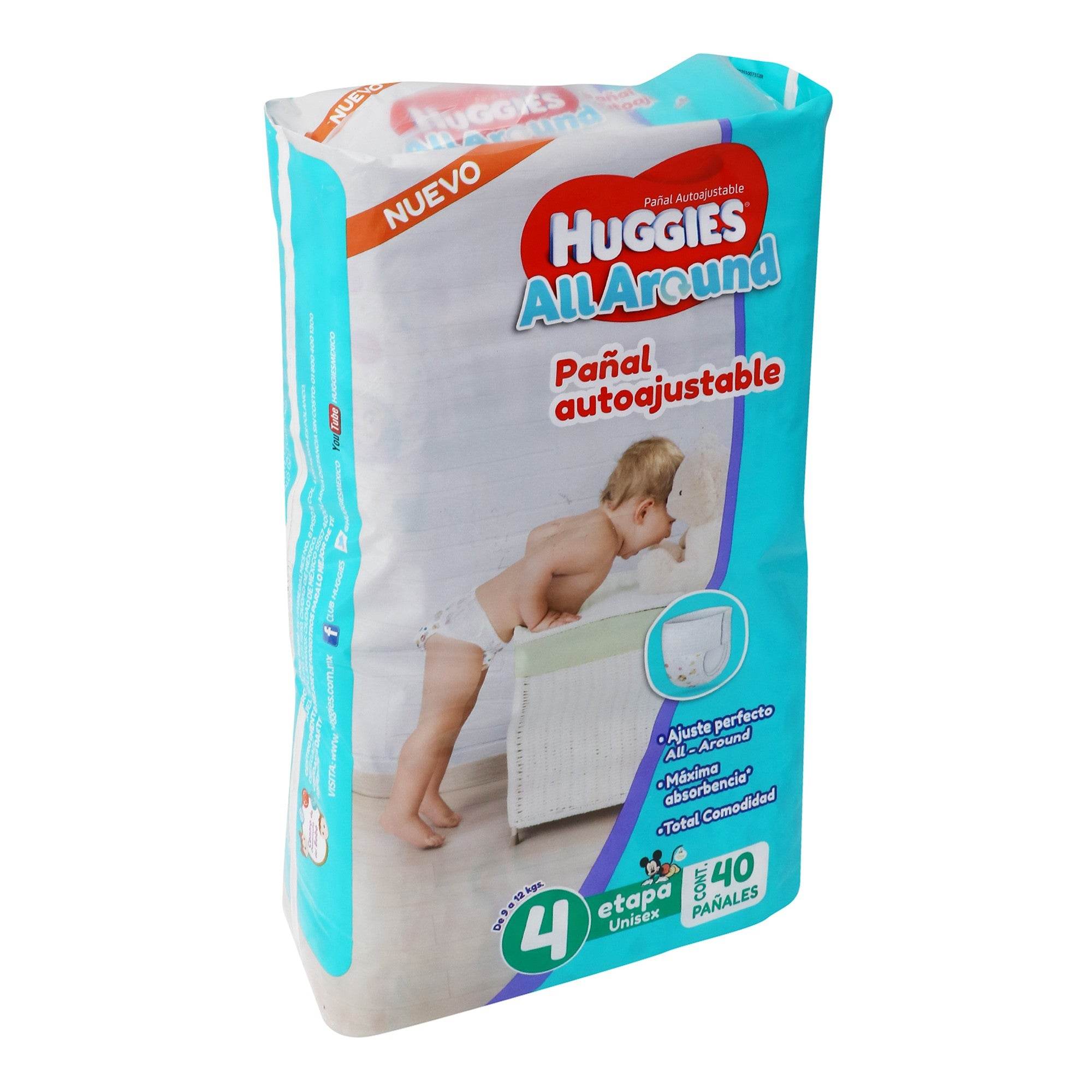 Pañal Huggies All-Around Etapa 4 Con 40 7501943488649