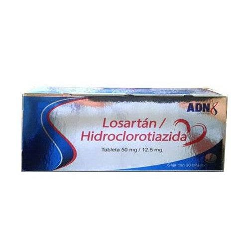 Losartan/Hidroclorotiazida 50Mg/12.5Mg Con 30 Adn Pharma Tabletas 7506449300037