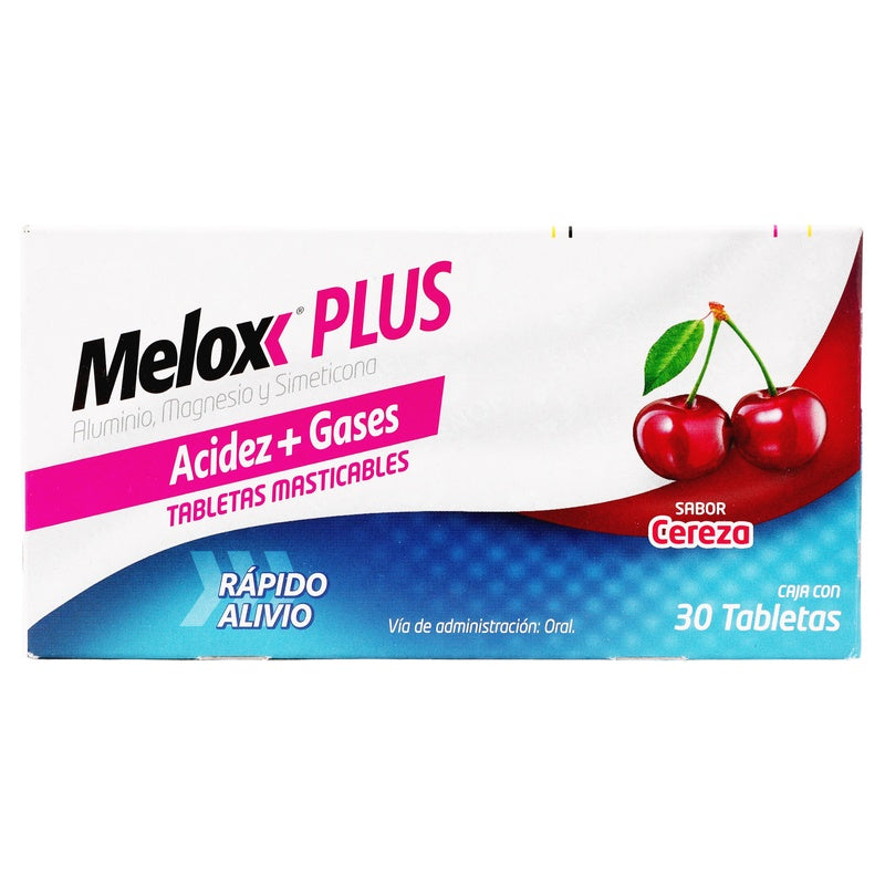 Melox Plus Antigas Cereza Con 30 Tabletas Masticables 7501165002906