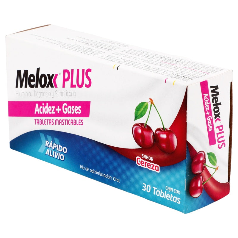 Melox Plus Antigas Cereza Con 30 Tabletas Masticables 7501165002906