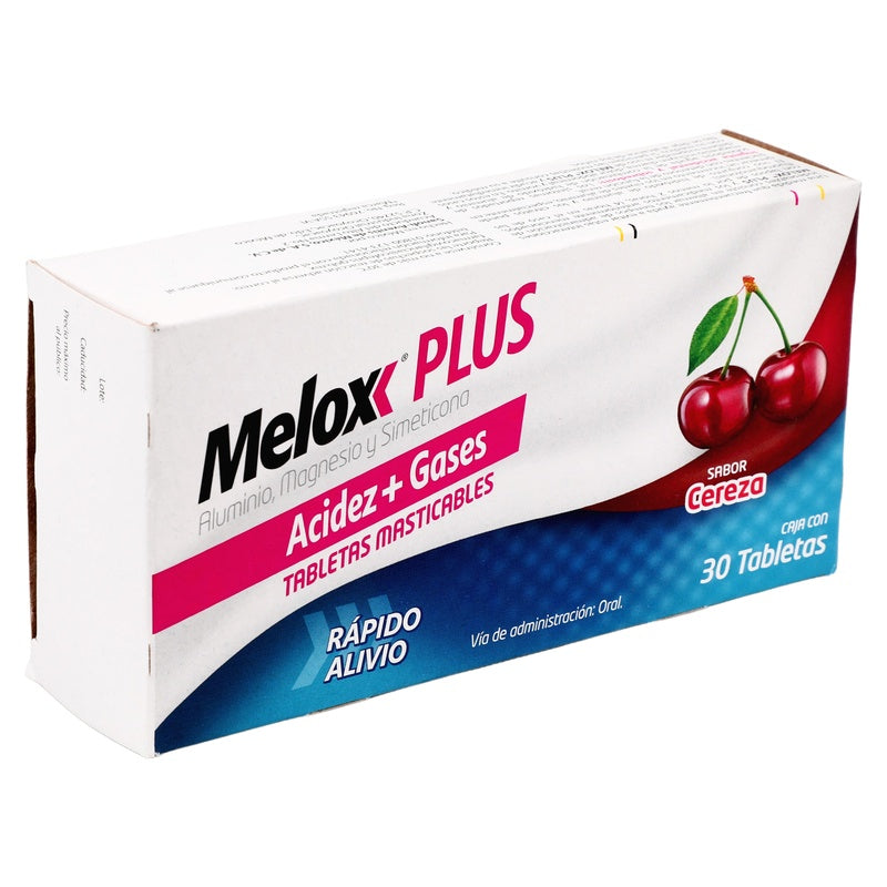 Melox Plus Antigas Cereza Con 30 Tabletas Masticables 7501165002906