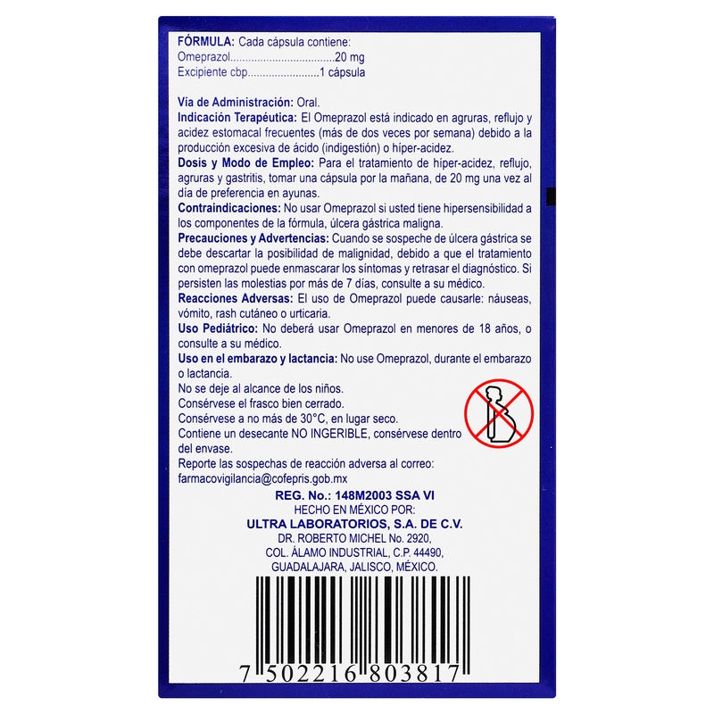 Omeprazol 20 Mg Con 120 Capsulas Avivia 7502216803817