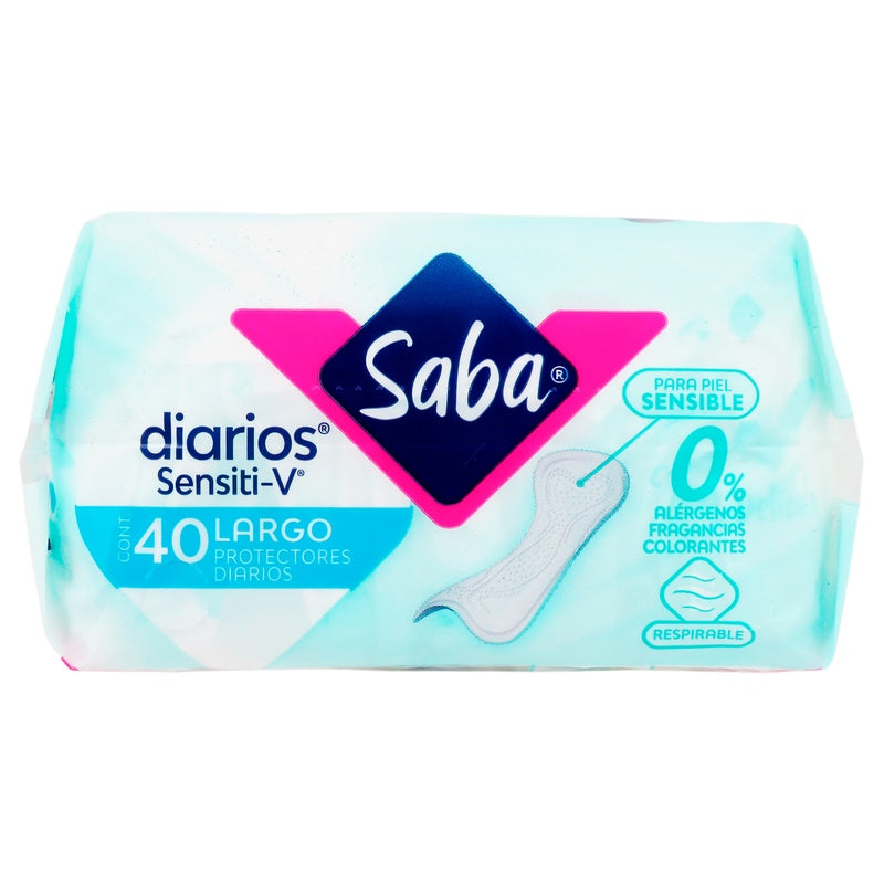 Panty Protectores Saba Sensiti-V Largo Con 40 7501019040351