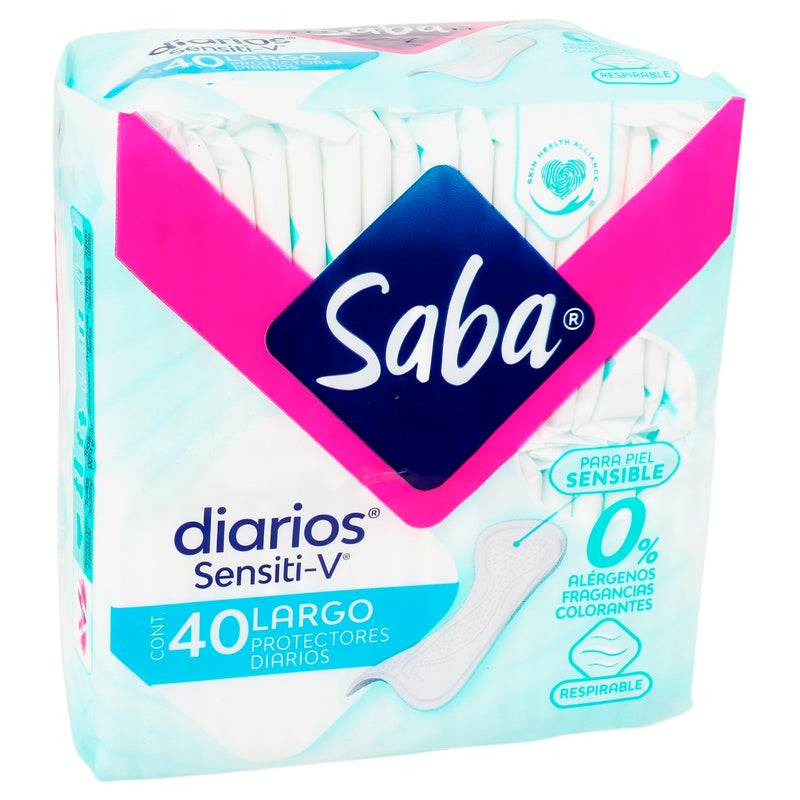 Panty Protectores Saba Sensiti-V Largo Con 40 7501019040351
