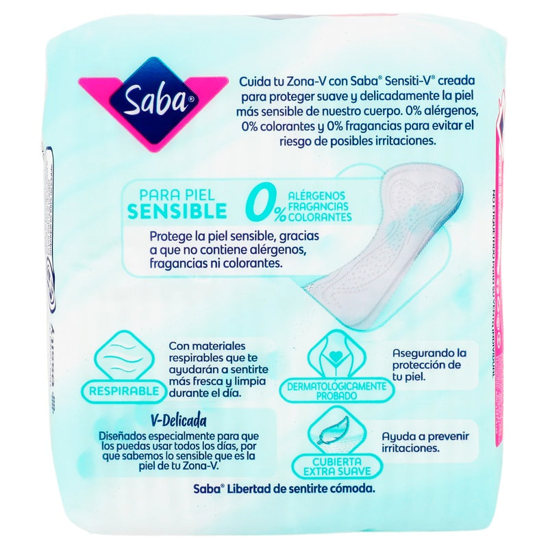 Panty Protectores Saba Sensiti-V Largo Con 40 7501019040351