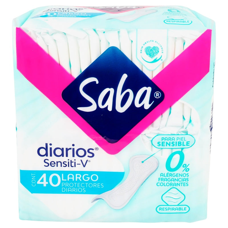 Panty Protectores Saba Sensiti-V Largo Con 40 7501019040351