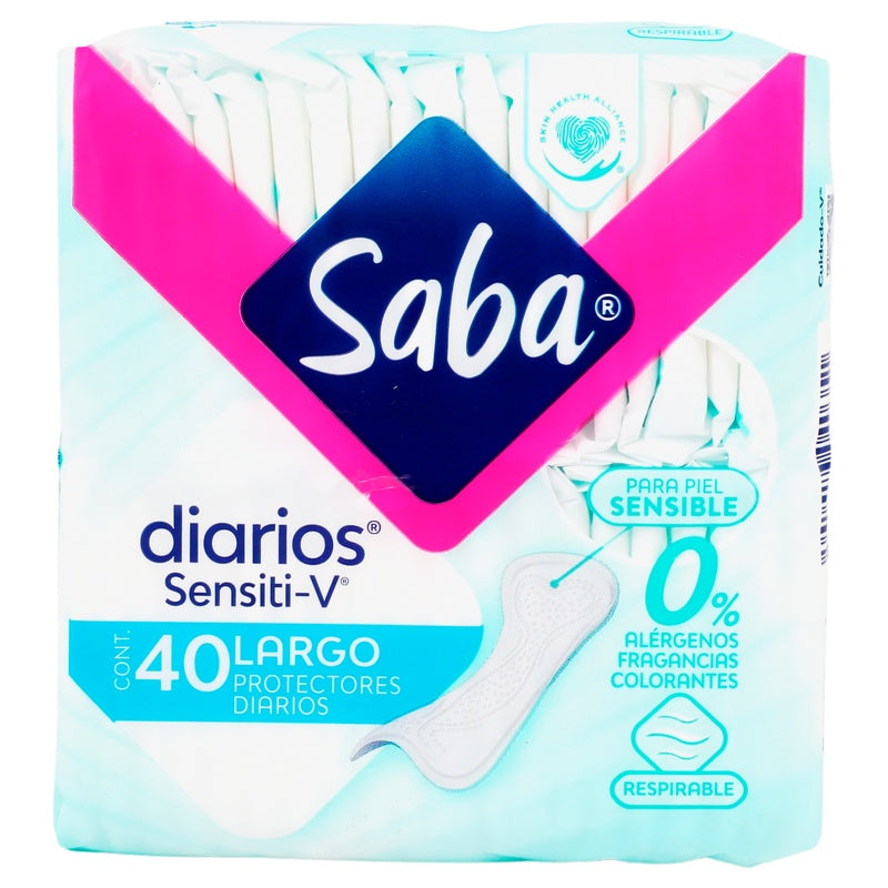 Panty Protectores Saba Sensiti-V Largo Con 40 7501019040351
