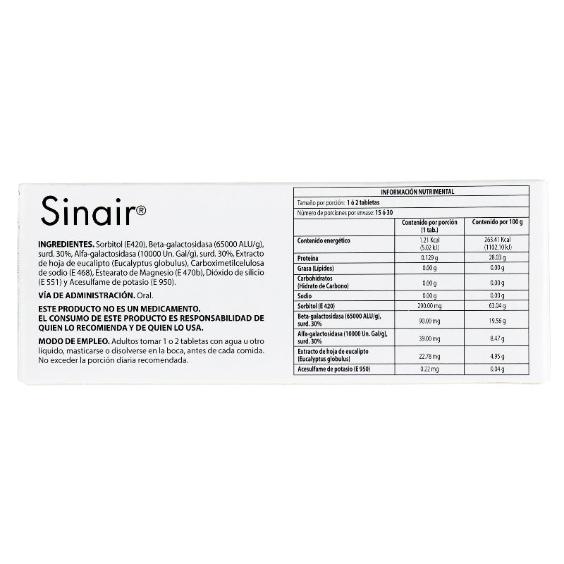 Sinair 22.78 Mg Con 30 Tabletas Suplemento Alimenticio 8020030000155 8