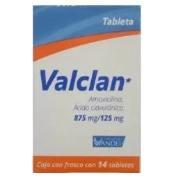 Valclan 875/125Mg Con 14 Tabletas (Amoxicilina/Clavulanato) 7503001009117