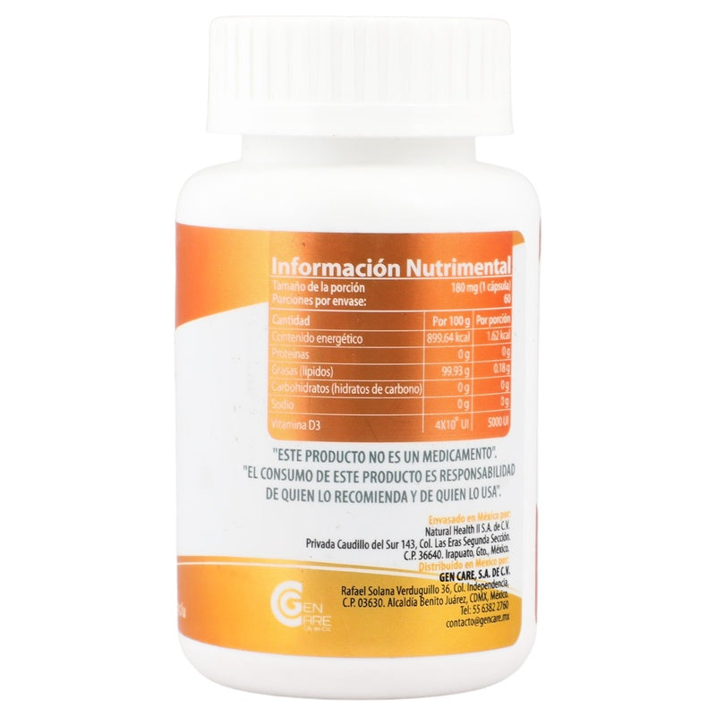 Vitamina D3 Suplemento Alimenticio Con 60 Capsulas Allnature 7506531000012