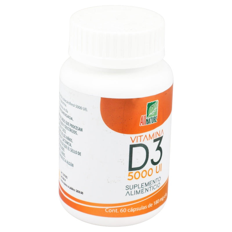 Vitamina D3 Suplemento Alimenticio Con 60 Capsulas Allnature 7506531000012