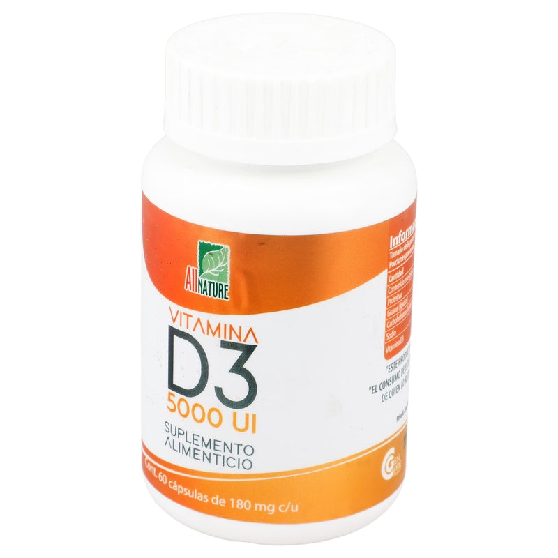 Vitamina D3 Suplemento Alimenticio Con 60 Capsulas Allnature 7506531000012