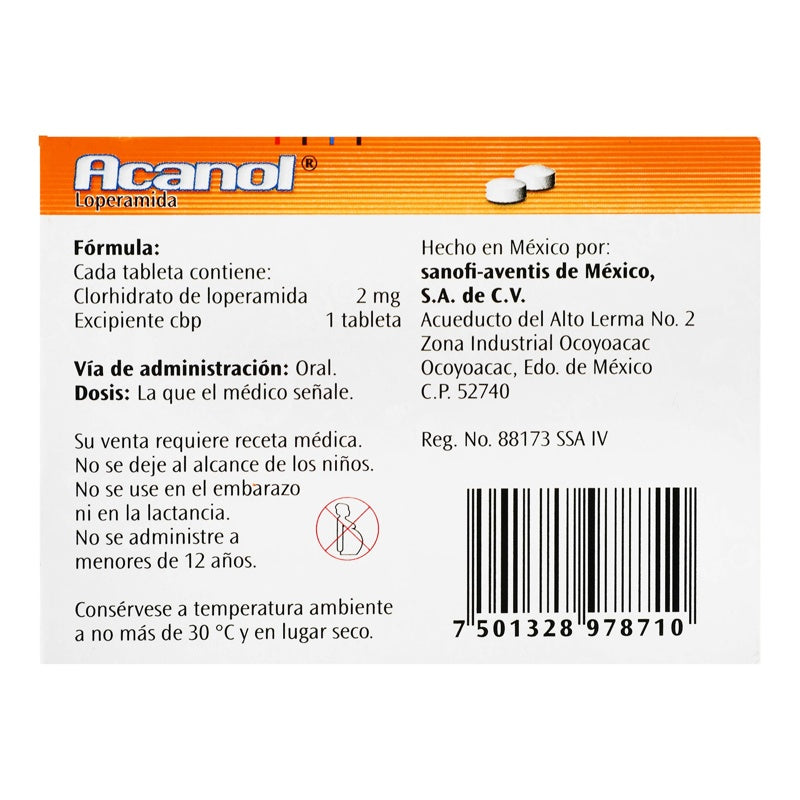 Acanol 2 Mg Con 12 Tabletas