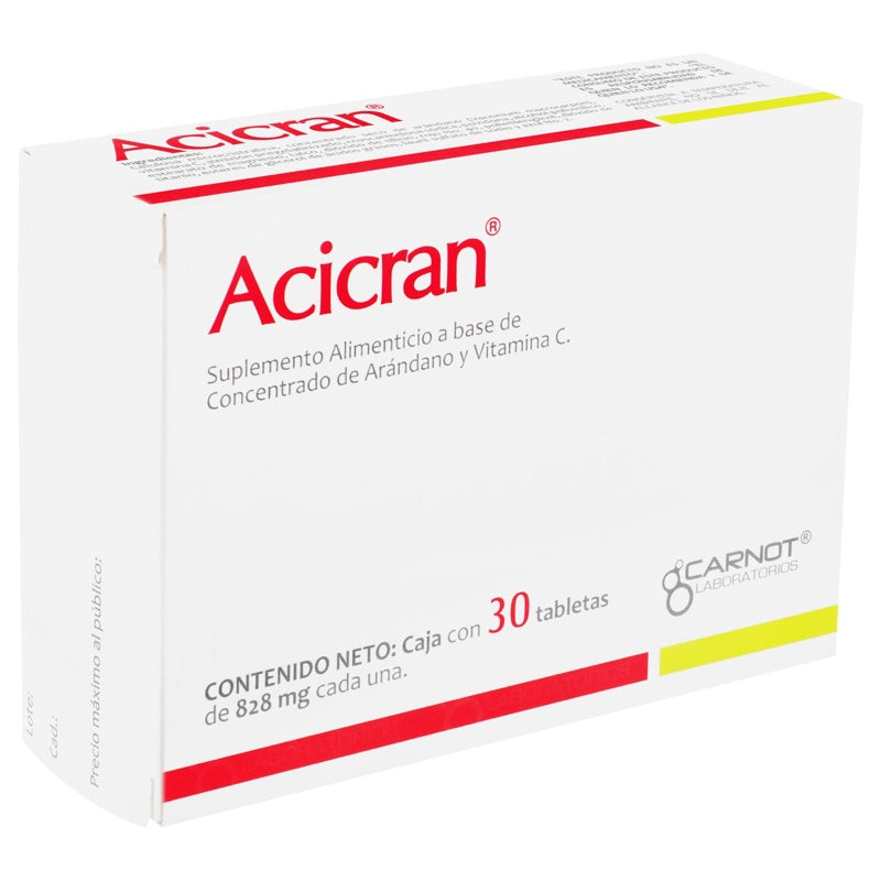 Acicran 828 Mg Con 30 Tabletas Suplemento Alimenticio
