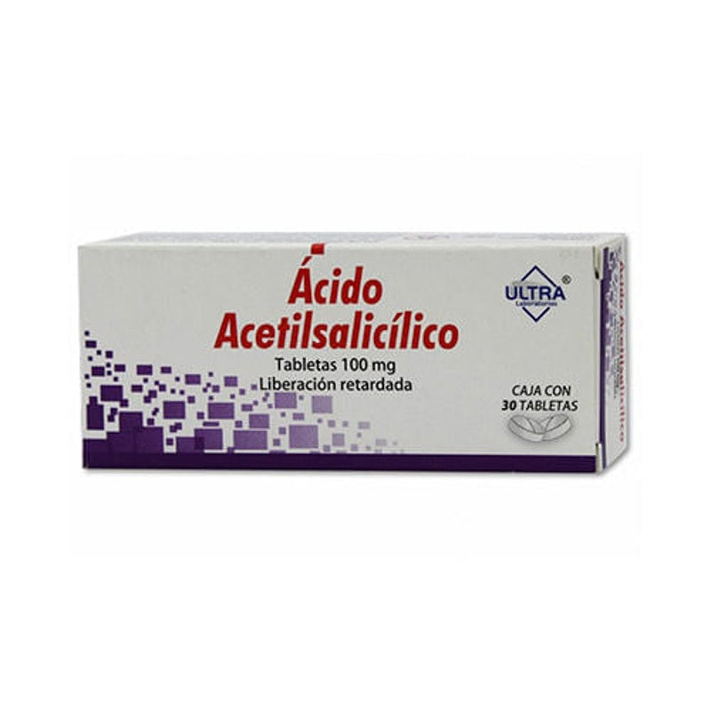 Acido Acetilsalicilico 100 Mg Con 30 Tabletas Ultra