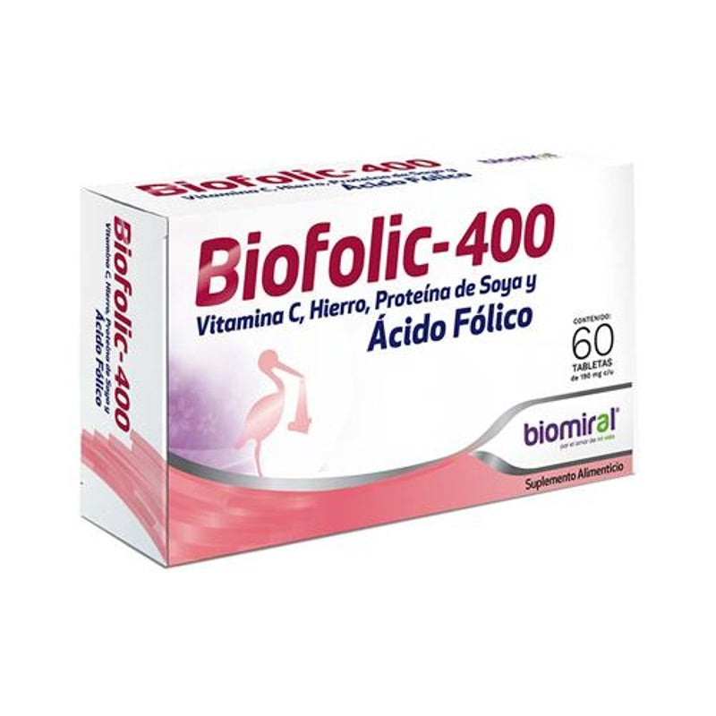 Acido Ascorbico / Acido Folico / Proteina De Soya 60 Tabletas Biofolic