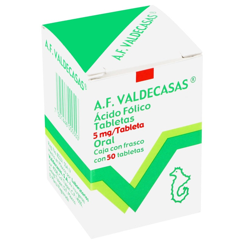 Acido Folico Valdecasas 5 Mg Con 50 Tabletas